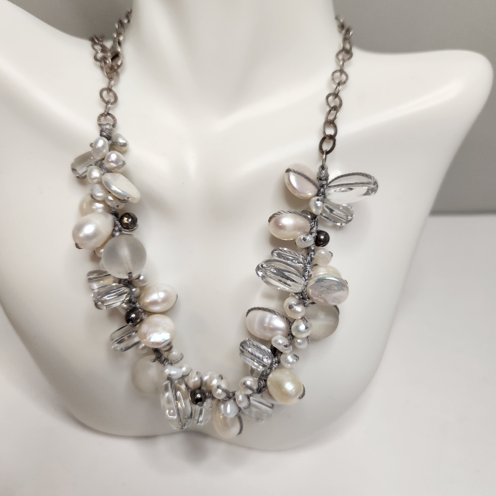 silpada effervescence sterling pearl quartz glass beaded necklace set